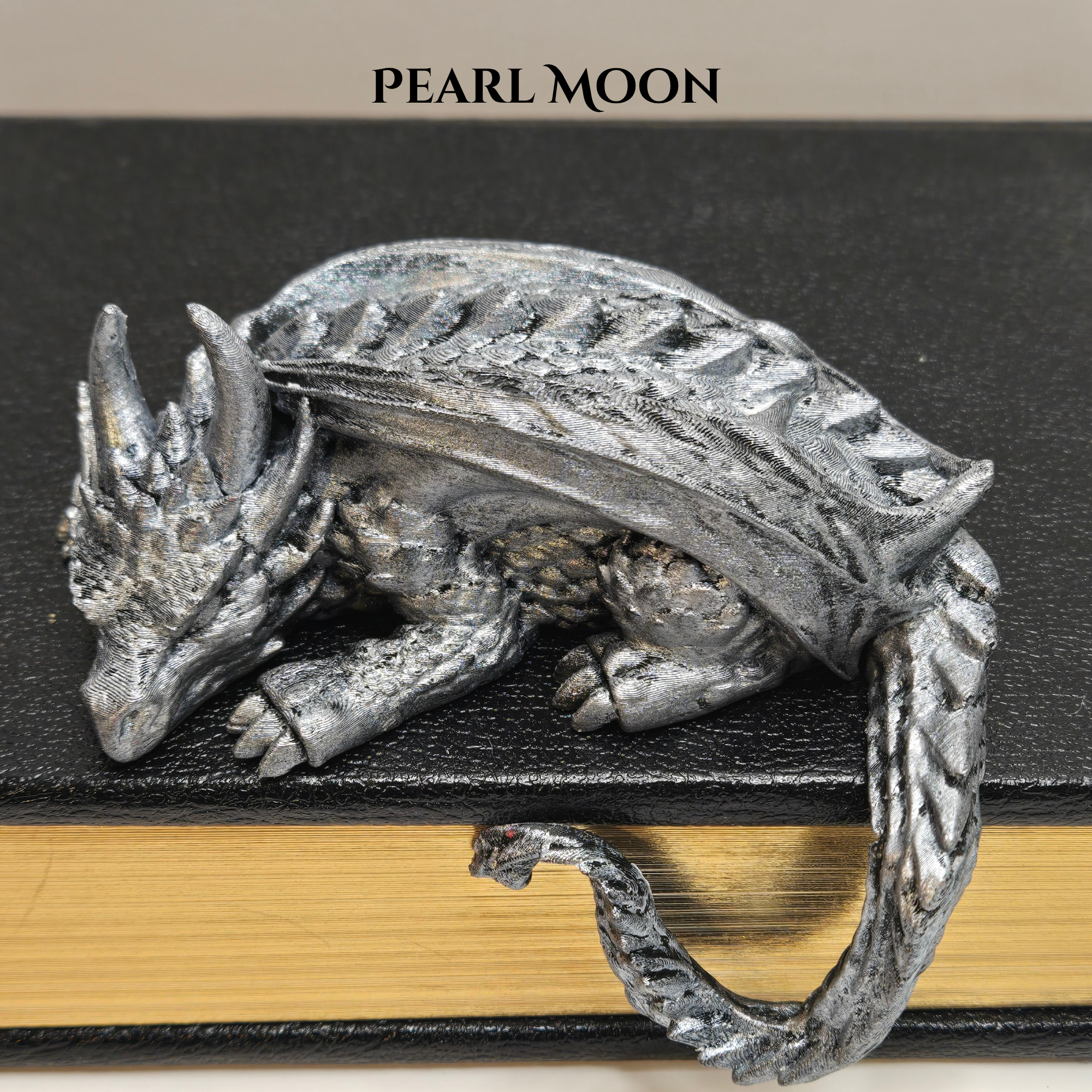 Sleepy Dragon Bookshelf Decor – Hand-Painted Fantasy Figurine | Book Nook Guardian