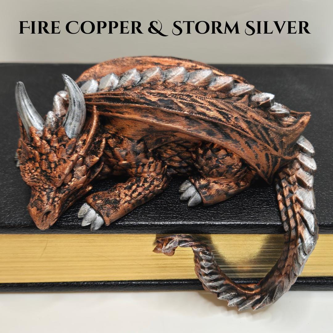 Sleepy Dragon Bookshelf Decor – Hand-Painted Fantasy Figurine | Book Nook Guardian