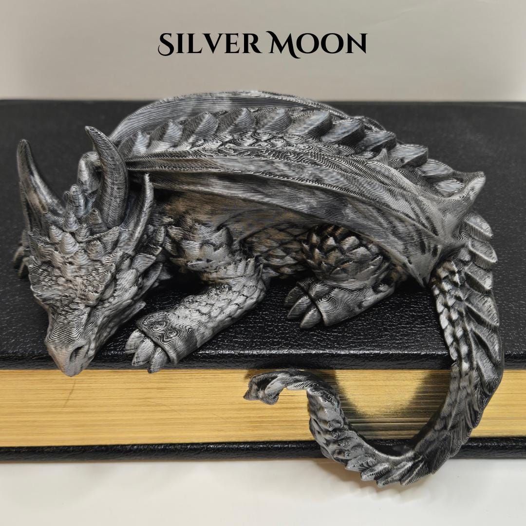 Sleepy Dragon Bookshelf Decor – Hand-Painted Fantasy Figurine | Book Nook Guardian